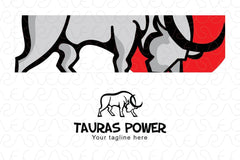 Tauras Power - Aggressive Wild Animal Bull Stock Logo Template