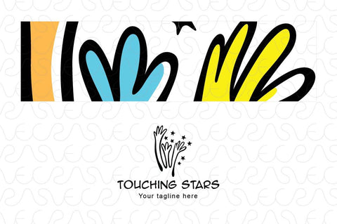 Touching Stars - Illustrative Hands Stock Logo Template