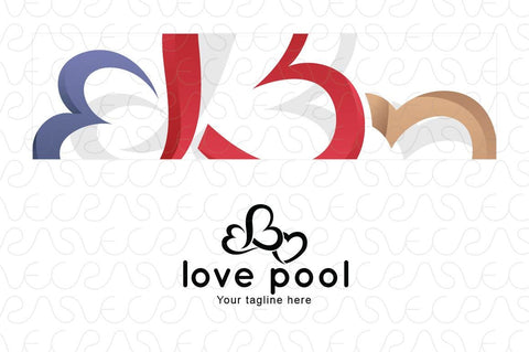Love Pool - Creative Composition of Hearts Stock Logo Template