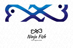 Ninja Fish- Abstract Water Creature Stock Logo Template