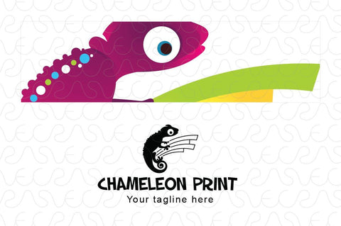 Chameleon Print - CMYK Printing Stock Logo Template of Reptile  Animal