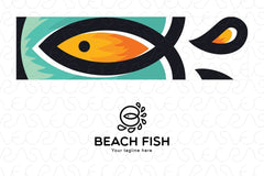 Beach Fish - Stock Logo Template for Fish Farming & Water Conservation