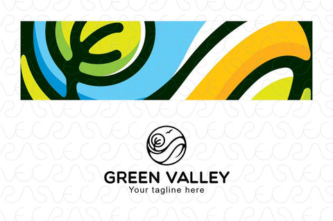 Green Valley - Environment and Nature Stock Logo Template for Agriculture and Organic Farming