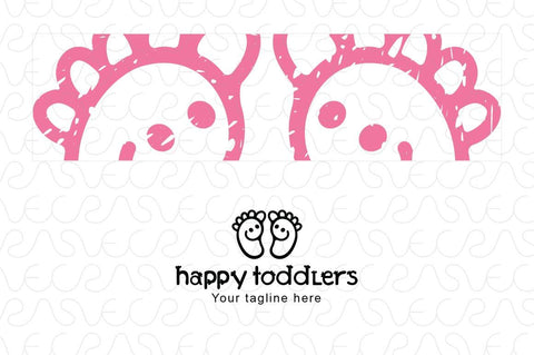 Happy Toddlers - Cute Adorable Baby Feet Stock Logo Template