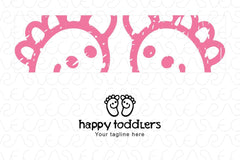 Happy Toddlers - Cute Adorable Baby Feet Stock Logo Template