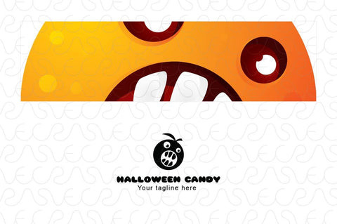 Halloween Candy - Orange Fruit Comic Face Stock Logo Template