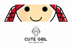 Cute Girl - Little Kid Logo Design Template