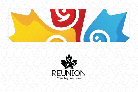 Reunion - Birds and Maple leaf Stock Logo Template for National Unity and Collaboration