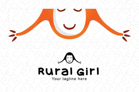 Rural Girl - Cute Village Girl Logo Design Template