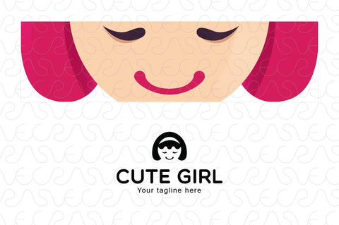 Cute Girl - Little Kid Stock Logo Template