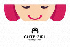 Cute Girl - Little Kid Stock Logo Template