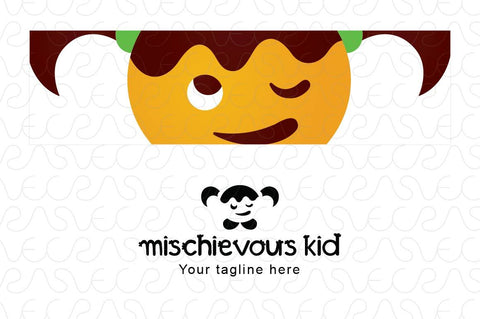 Mischievous Kid - Cute Girl Kid Logo Design Template