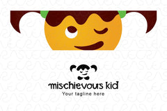 Mischievous Kid - Cute Girl Kid Logo Design Template