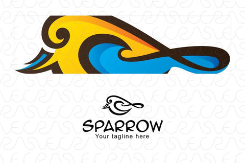 Sparrow - Continuous Line Cute Little Bird Stock Logo Template