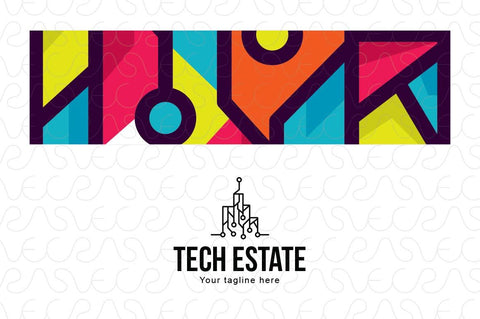 Tech Estate -  High Profile Property Projects Real Estate Stock Logo Template for Engineering & Builder Groups