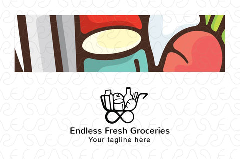 Endless Fresh Groceries - Shopping Cart Stock Logo Template