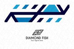 Diamond Fish - Abstract Geometrical Fishes Stock Logo Template 