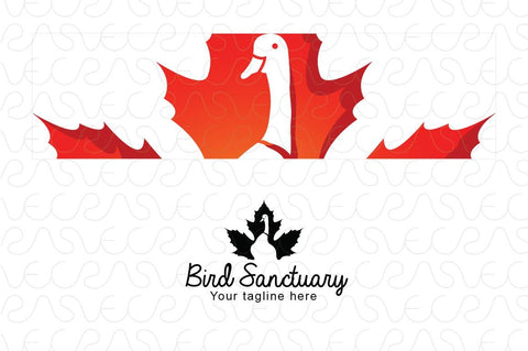 Bird Sanctuary - Goose and Maple Leaf Stock Logo Template