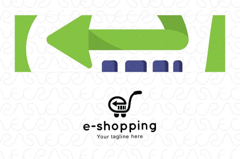 E-Shopping - Trolley Cart & Bar Code Alphabetic Iconic Stock Logo Template for E-Commerce