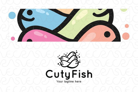Cuty Fish - Bubbly Fishes Stock Logo Template for Gentle Care & Happiness