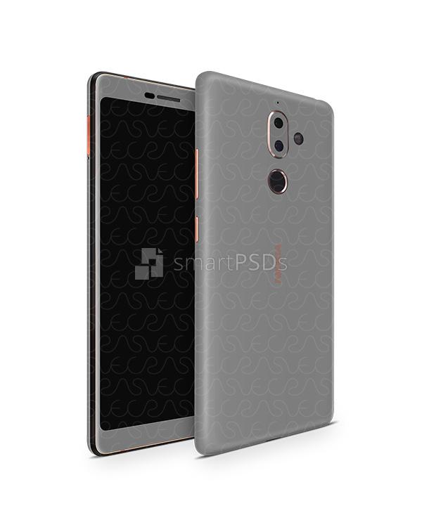 Nokia 7 Plus Vinyl Skin Design Mockup (Front-Back Angled)