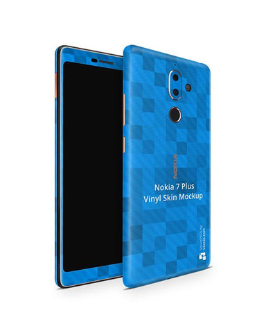 Nokia 7 Plus Vinyl Skin Design Mockup (Front-Back Angled)