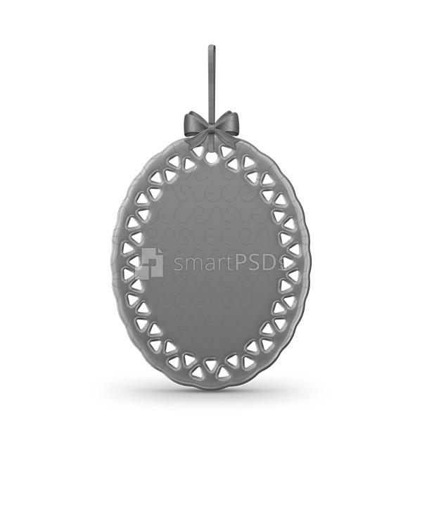 Oval Doily with Triangle Trim Ceramic Ornament Sublimation Mockup