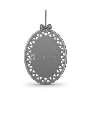 Oval Doily with Triangle Trim Ceramic Ornament Sublimation Mockup