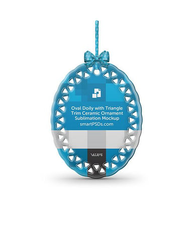Oval Doily with Triangle Trim Ceramic Ornament Sublimation Mockup