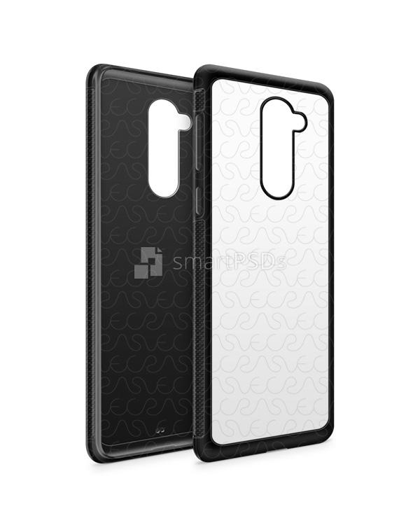 Huawei Honor 6X 2d RubberFlex Case Mockup 2016 (Front-Back Angled)