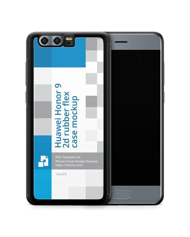 Huawei Honor 9 2d RubberFlex Case Mockup 2017 (Front-Back)