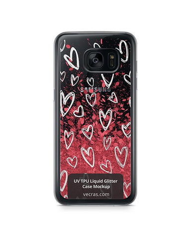 Samsung Galaxy S7 Edge UV TPU Liquid Glitter Case Design Mockup
