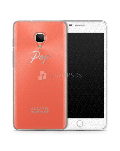 Alcatel One Touch Pop-Up UV TPU Clear Case Design Mockup 2015 (Front-Back)