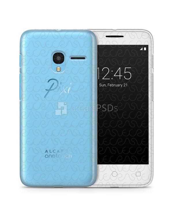 Alcatel Pixi 3 (4.5) UV TPU Clear Case Design Mockup 2015 (Front-Back)