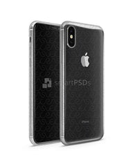 Apple iPhone X UV TPU Clear Mobile Case Design Mockup Front-Back Angled