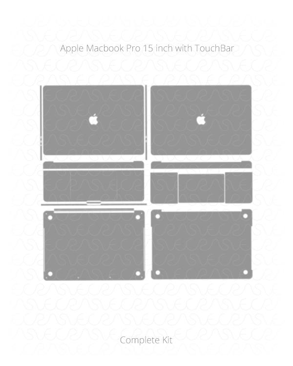 Apple MacBook Pro 15 Inch with Touch Bar Vinyl Skin Vector Cut File Template 2016-18