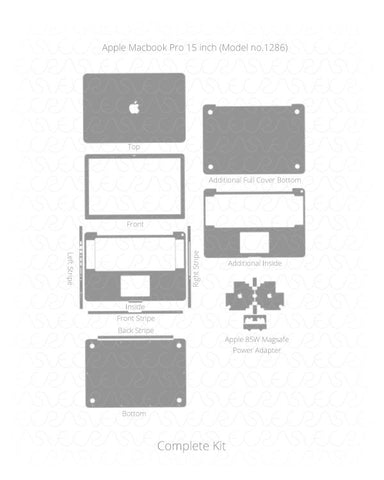 Apple MacBook Pro 15 inch Vinyl Skin Vector Cut File Template 2008 (A1286 Unibody)