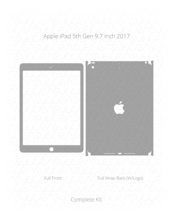 Apple iPad 5th Gen 9.7 Inch Vinyl Skin Vector Cut File Template 2017 & 2018