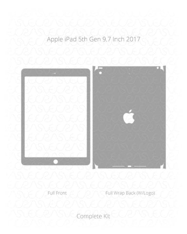 Apple iPad 5th Gen 9.7 Inch Vinyl Skin Vector Cut File Template 2017 & 2018