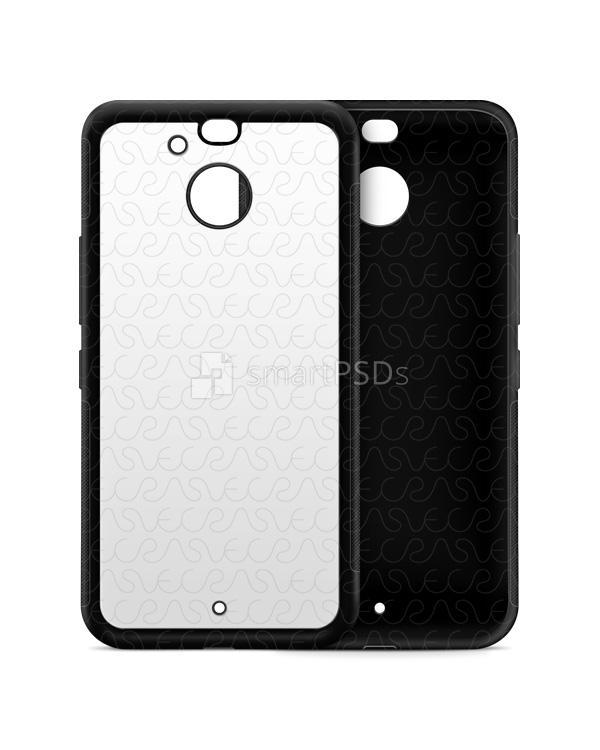 HTC Bolt 2d Rubber Flex Mobile Case Design Mockup Front-Back