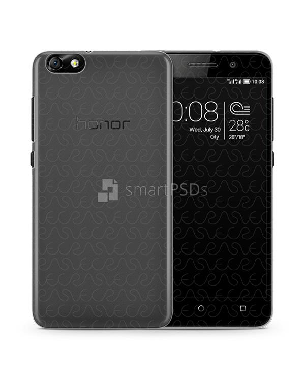 Huawei Honor 4X UV TPU Clear Case Design Mockup 2014 (Front-Back)