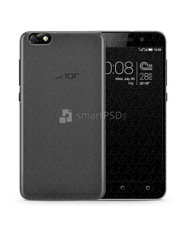 Huawei Honor 4X UV TPU Clear Case Design Mockup 2014 (Front-Back)