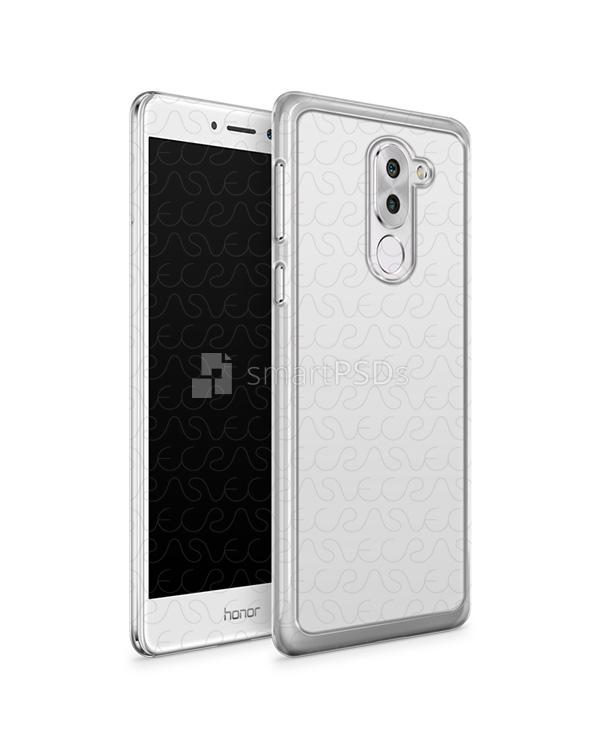 Huawei Honor 6X 2d PC ClearCase Design Mockup 2016 (Front-Back Angled)