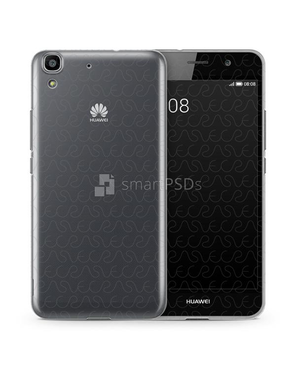 Huawei Y6 UV TPU Clear Case Design Mockup 2015 (Front-Back)