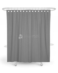 Sublimation Shower Curtain Mockup with Steel Rode and Oval Tub