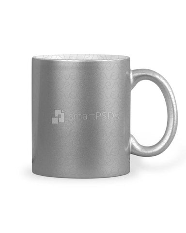 Silver Coffee Mug Sublimation Design Mockup