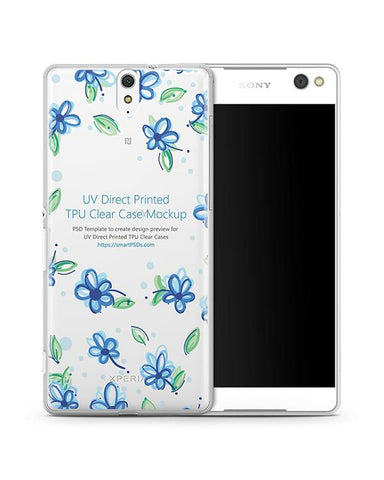 Sony Xperia C5 Ultra UV TPU Clear Case Design Mockup 2015
