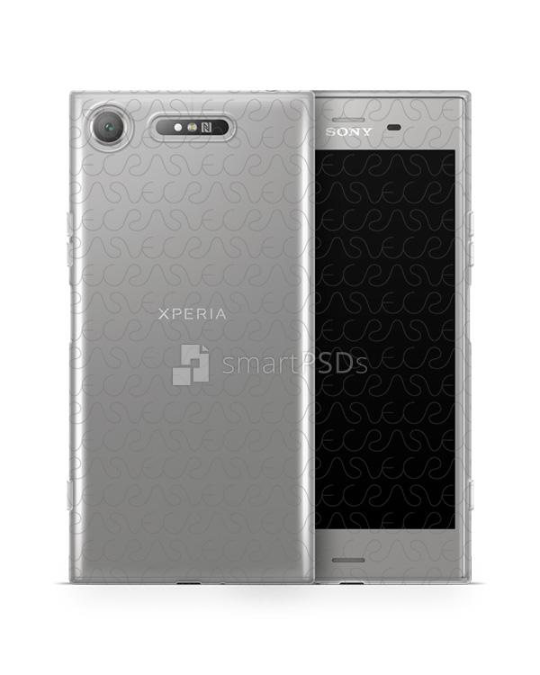 Sony Xperia XZ1 UV TPU Clear Case Mockup Front-Back 2017