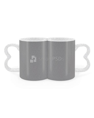 Half Moon Shape Couple Coffee Mugs Design Mockup