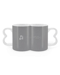 Half Moon Shape Couple Coffee Mugs Design Mockup